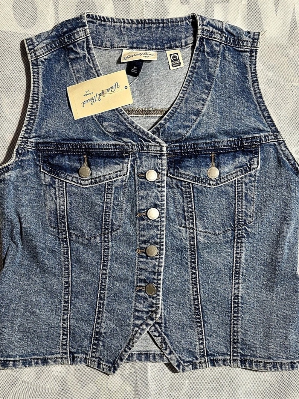 Universal Thread Button-Front Denim Vest Blue XS